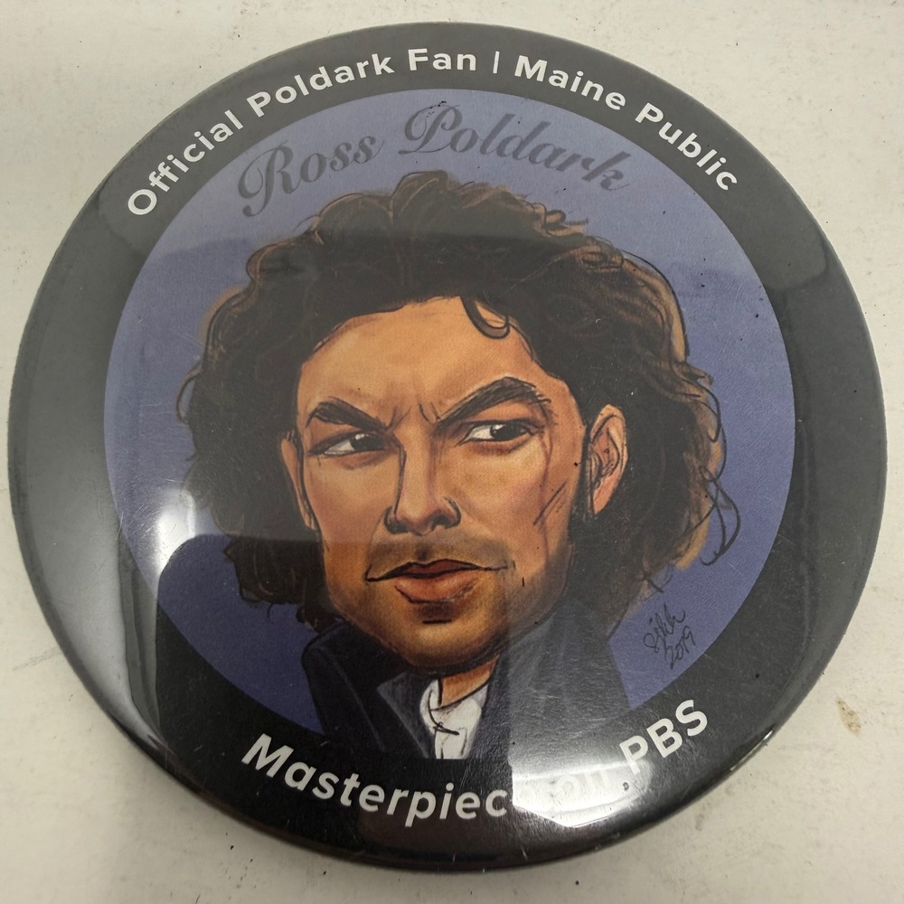 Ross Poldark Official Fan Button Maine Public PBS Masterpiece 4 Inch Pin 2019
